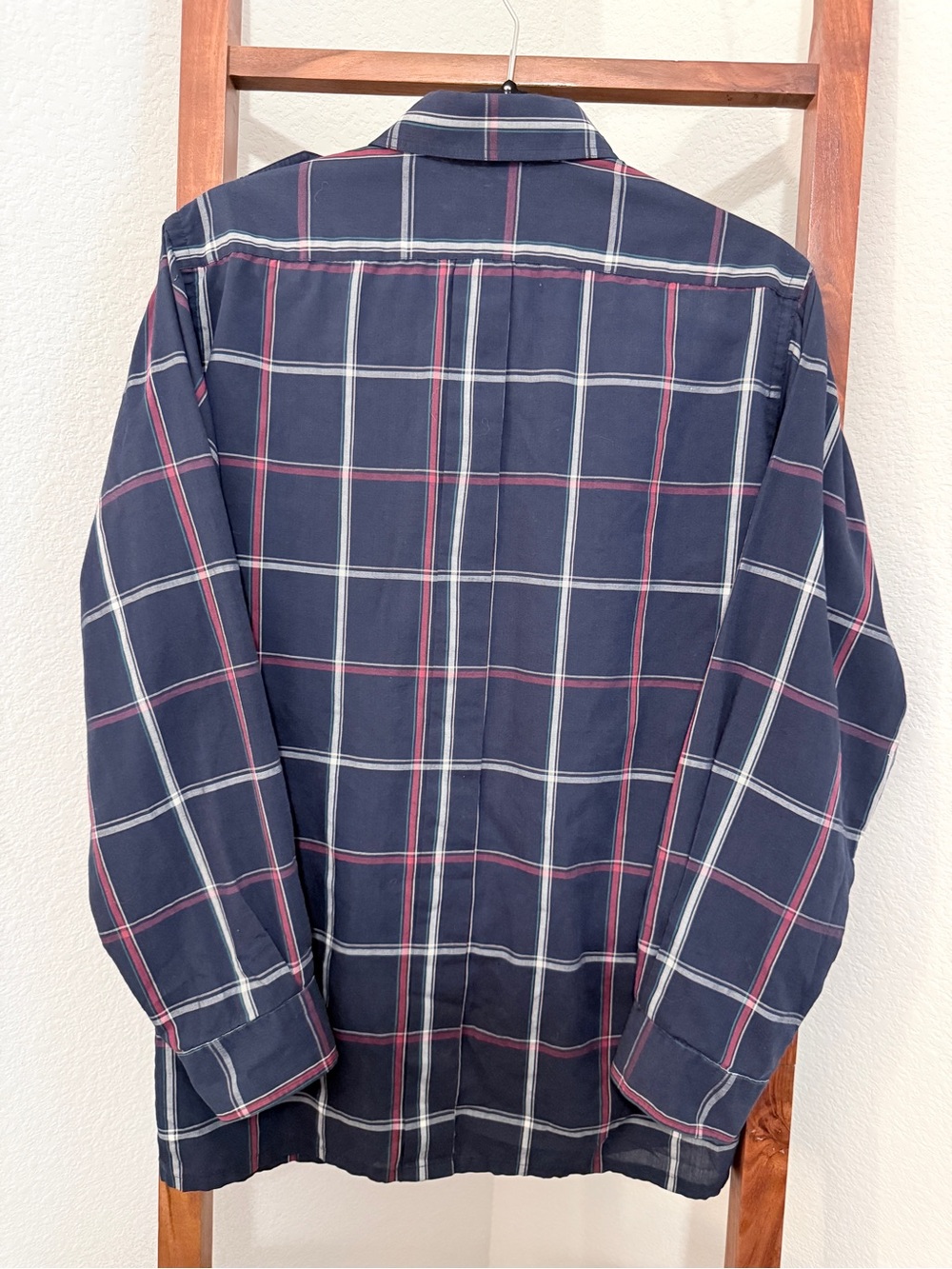 Vintage Christian Dior Plaid Epaulet Button Down Shirt Navy Men’s M - Picture 4 of 9